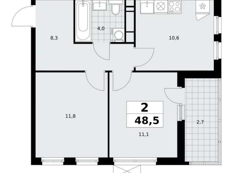 Apartamento 2 habitaciones 49 m² Moscú, Rusia