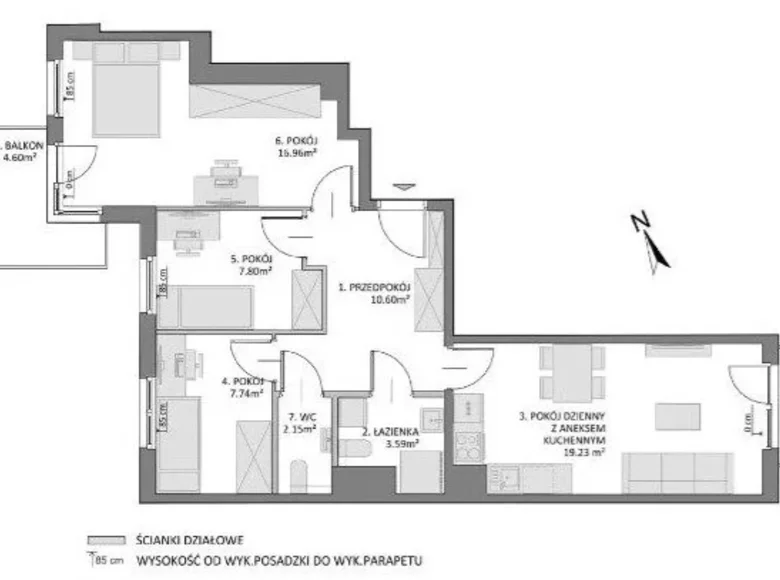 Mieszkanie 4 pokoi 68 m² Gdańsk, Polska