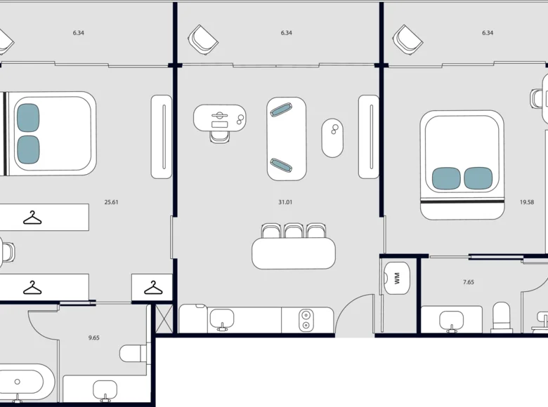 Studio apartment 2 bedrooms  Phuket, Thailand