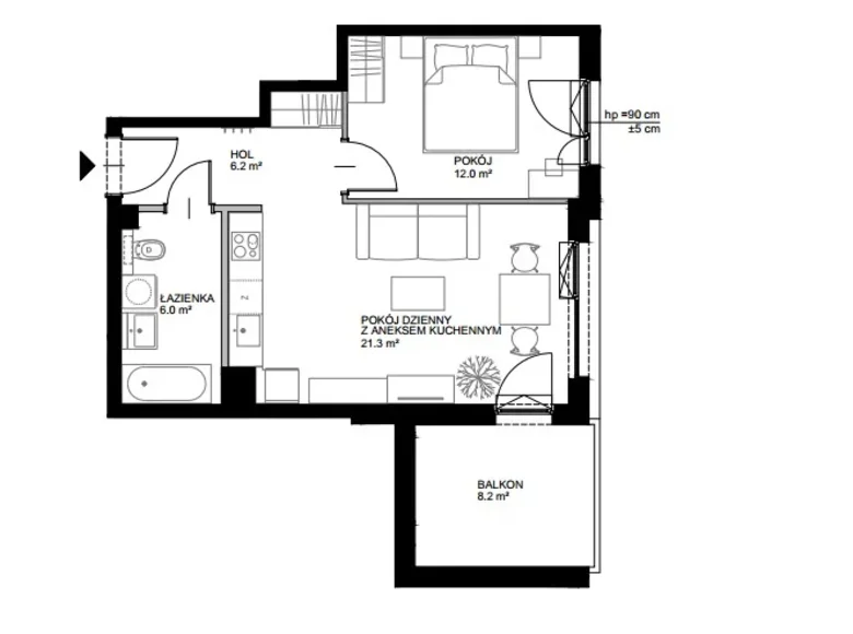 Квартира 2 комнаты 47 м² Гданьск, Польша