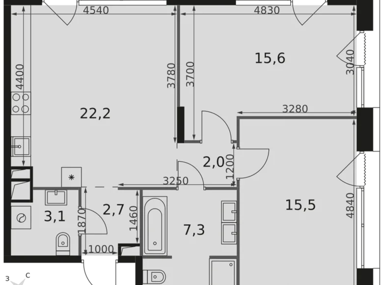 Квартира 2 комнаты 68 м² район Ростокино, Россия