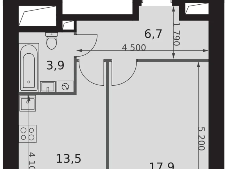 Wohnung 1 zimmer 42 m² Konkovo District, Russland