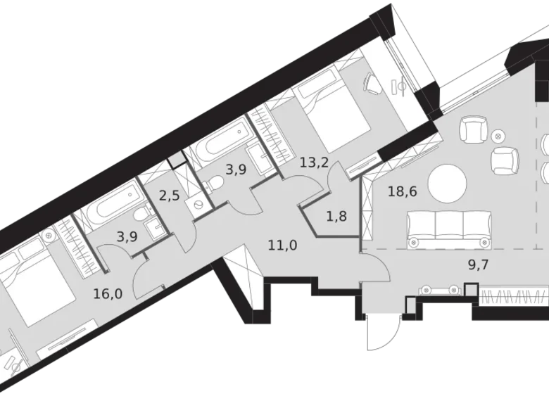 Квартира 3 комнаты 98 м² район Коньково, Россия