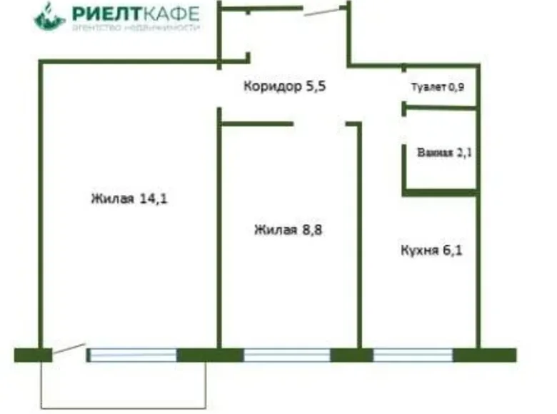 Wohnung 2 zimmer 38 m² Lida, Belarus