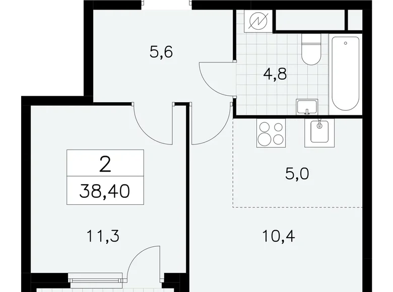 Apartamento 2 habitaciones 38 m² South-Western Administrative Okrug, Rusia