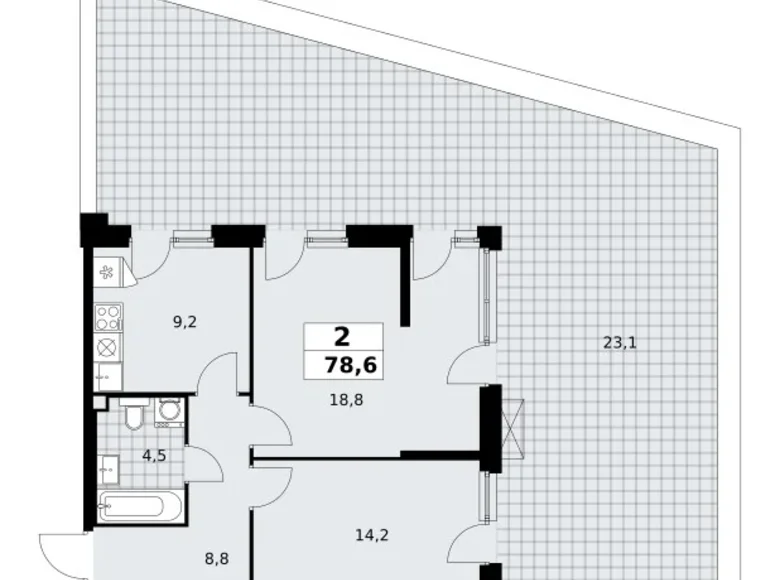 2 room apartment 79 m² poselenie Sosenskoe, Russia