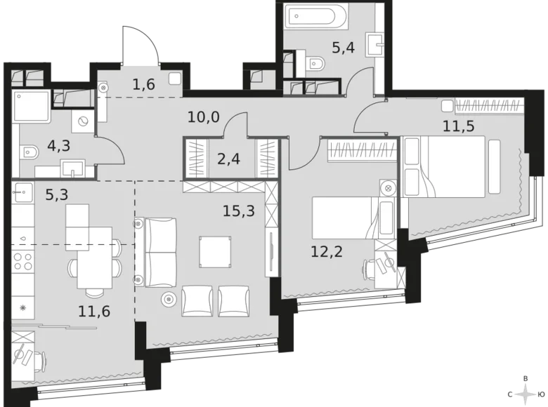 Apartamento 3 habitaciones 80 m² Moscú, Rusia