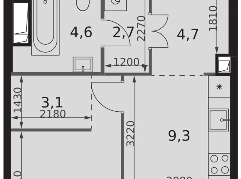 1 room apartment 38 m² North-Western Administrative Okrug, Russia