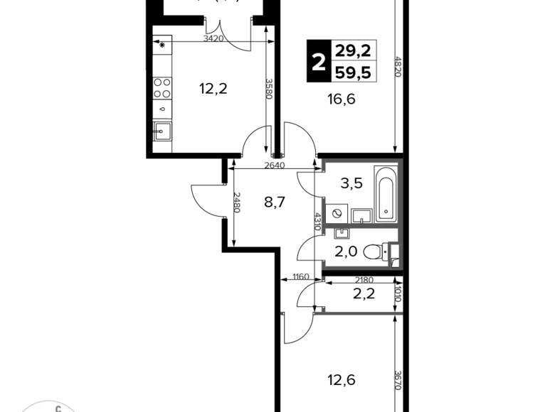 Mieszkanie 2 pokoi 60 m² Potapovo, Rosja