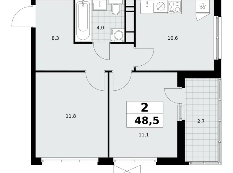 Wohnung 2 zimmer 49 m² Moskau, Russland