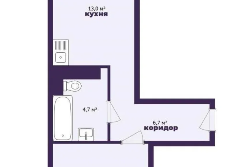 Mieszkanie 1 pokój 48 m² Soligorsk, Białoruś