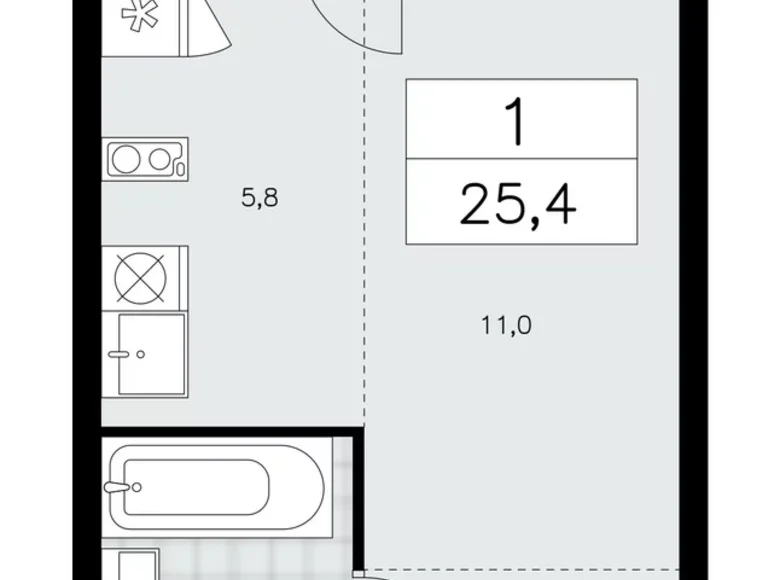 Mieszkanie 1 pokój 25 m² poselenie Sosenskoe, Rosja