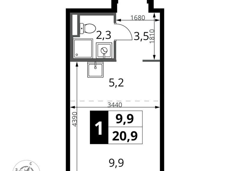 Kawalerka 1 pokój 21 m² Potapovo, Rosja