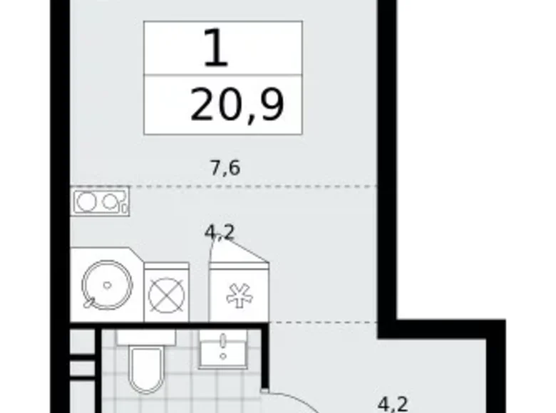 1 room apartment 21 m² poselenie Sosenskoe, Russia