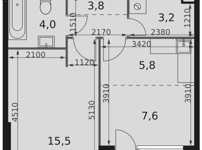 Apartamento 1 habitación 42 m² Moscú, Rusia