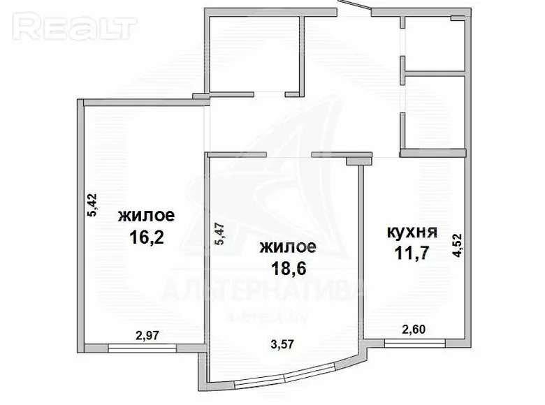 2 room apartment 65 m² Brest, Belarus