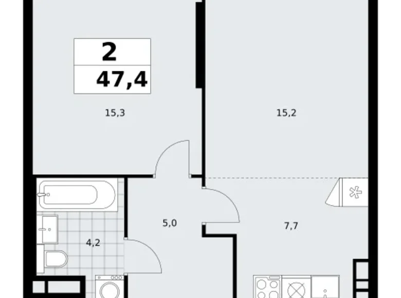 Квартира 2 комнаты 47 м² поселение Сосенское, Россия