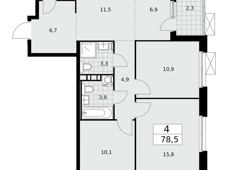 Mieszkanie 4 pokoi 79 m² Moskwa, Rosja