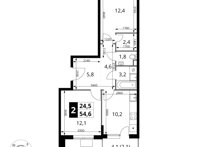 Квартира 2 комнаты 55 м² Химки, Россия