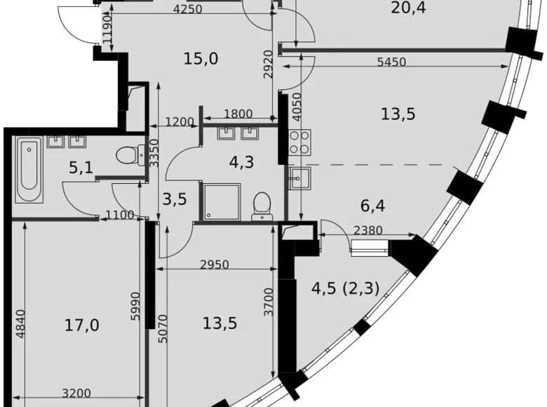 Appartement 4 chambres 105 m² North-Western Administrative Okrug, Fédération de Russie