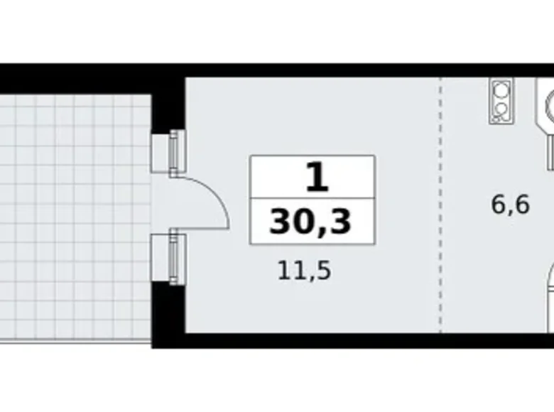 Apartamento 1 habitación 30 m² Postnikovo, Rusia