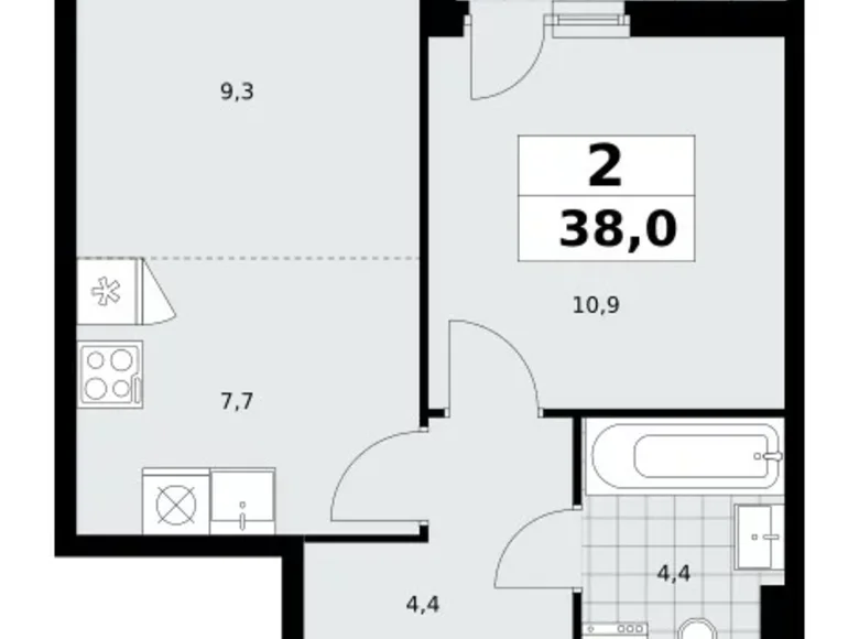 Apartamento 2 habitaciones 38 m² poselenie Sosenskoe, Rusia