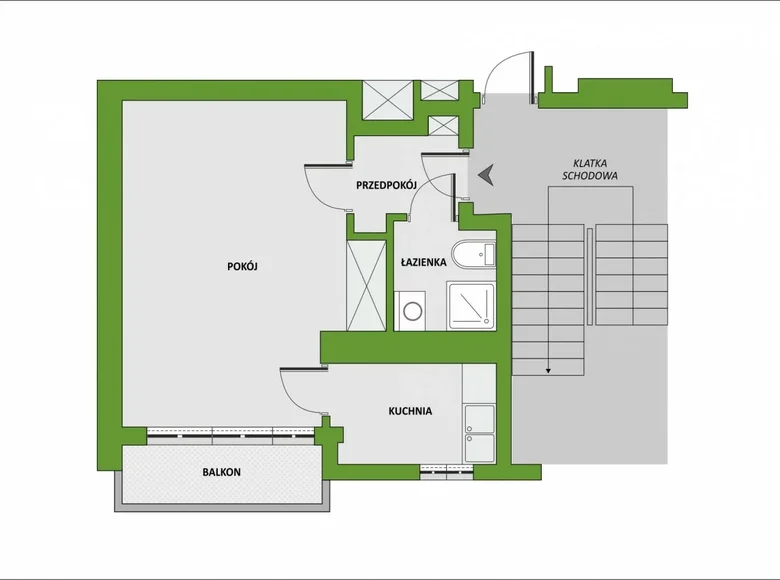 Квартира 1 комната 27 м² Варшава, Польша