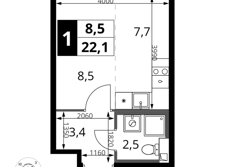 Kawalerka 1 pokój 22 m² Chimki, Rosja