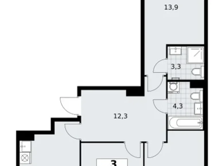 Квартира 3 комнаты 72 м² район Троицк, Россия