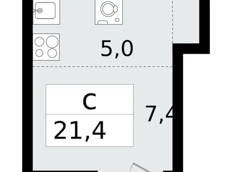 1 room apartment 21 m² Vsevolozhsk, Russia