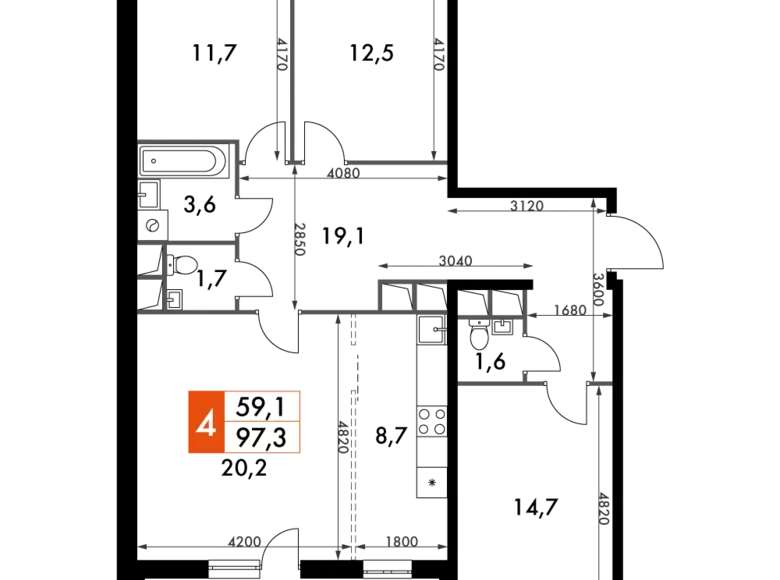 Appartement 4 chambres 97 m² Razvilka, Fédération de Russie