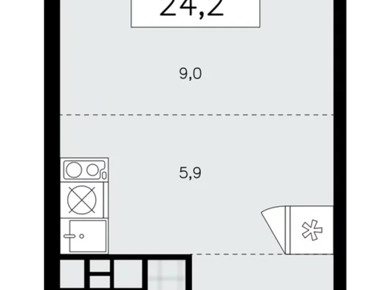 1 room apartment 24 m² Moscow, Russia