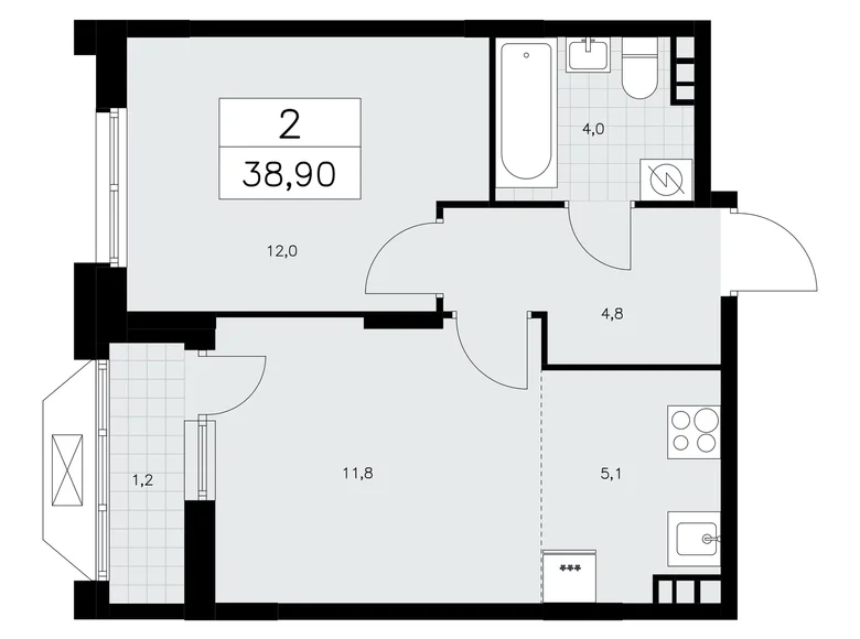 Wohnung 2 zimmer 39 m² poselenie Sosenskoe, Russland