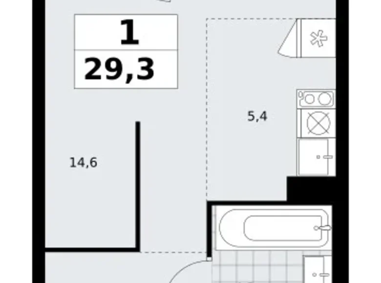 Wohnung 1 zimmer 29 m² Troizk, Russland