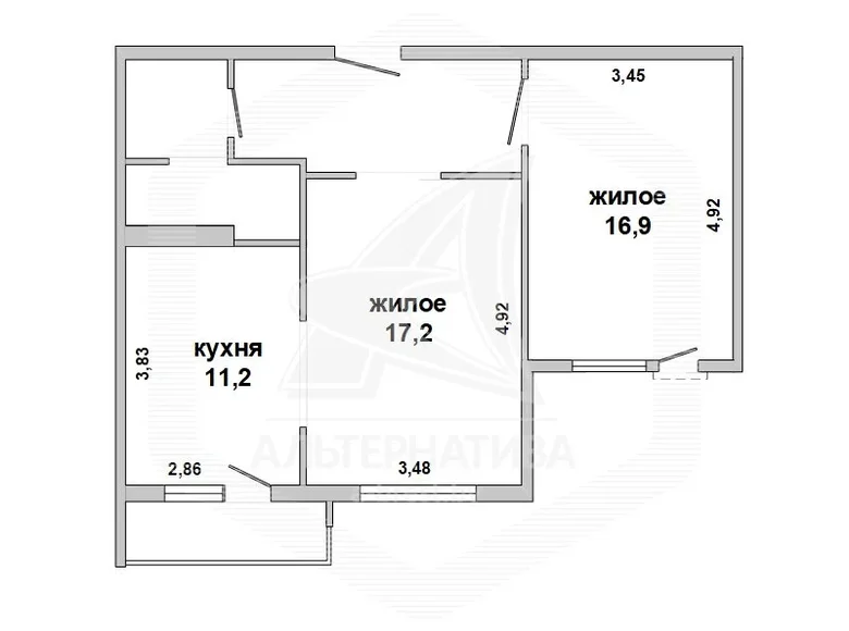 Квартира 2 комнаты 60 м² Мухавецкий сельский Совет, Беларусь