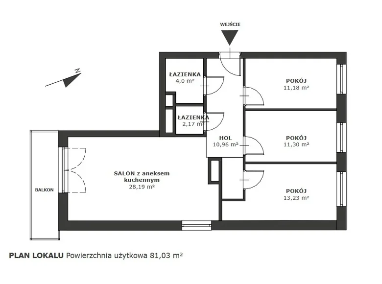 4 room apartment 81 m² Warsaw, Poland