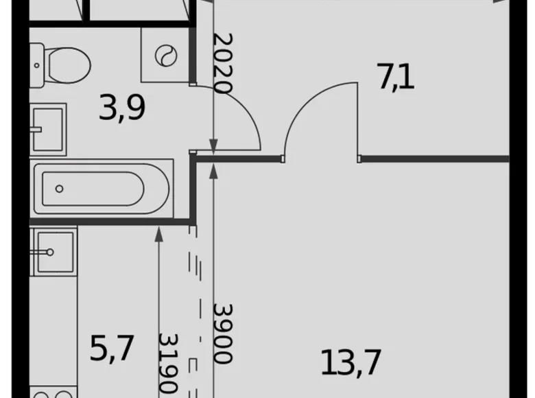 Студия 1 комната 30 м² Развилка, Россия