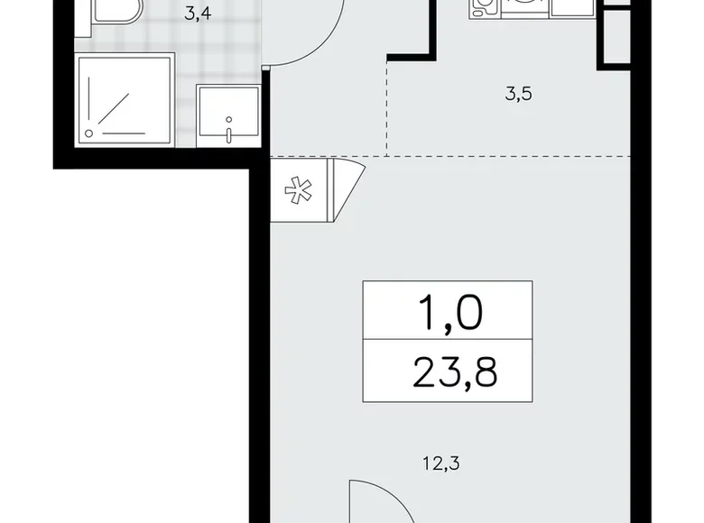 Apartamento 1 habitación 24 m² poselenie Sosenskoe, Rusia