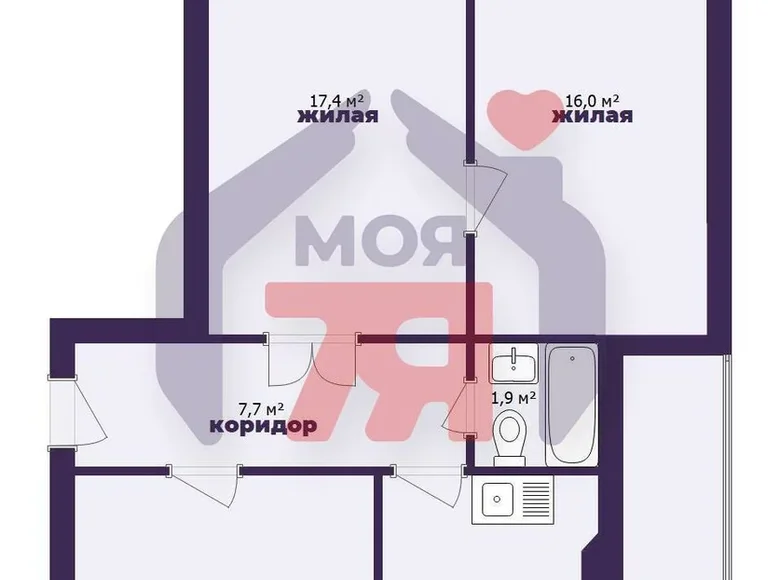 Квартира 3 комнаты 64 м² Борисов, Беларусь