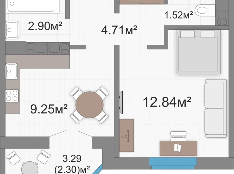 Mieszkanie 1 pokój 34 m² Wiazyń, Białoruś