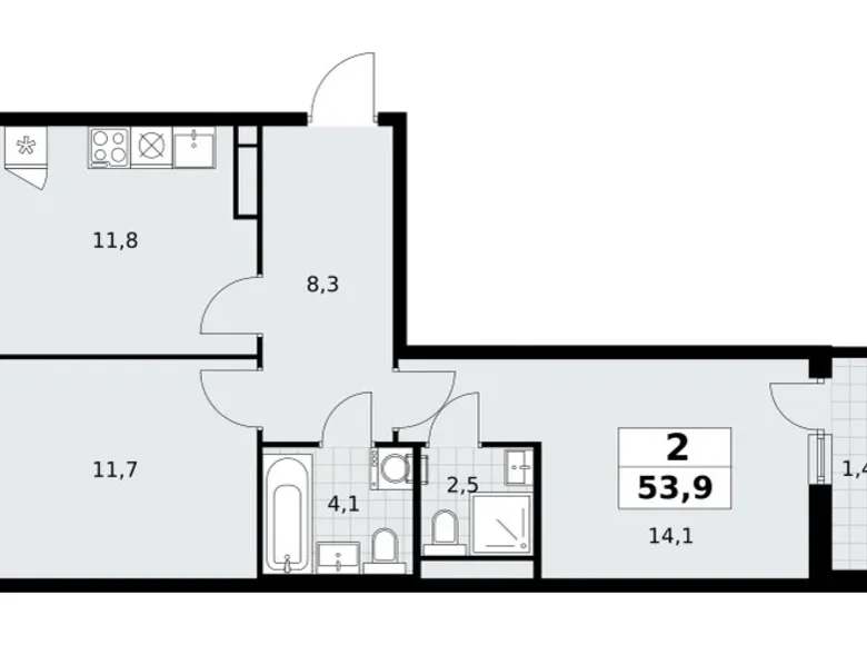 Mieszkanie 2 pokoi 54 m² Postnikovo, Rosja