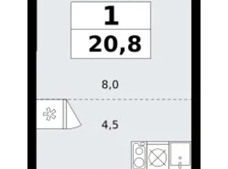 Mieszkanie 1 pokój 21 m² poselenie Sosenskoe, Rosja