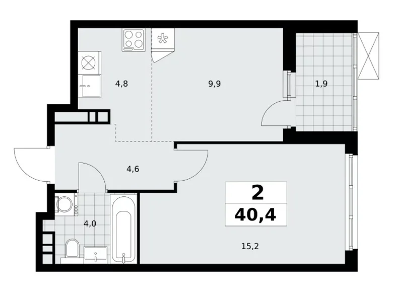 Wohnung 2 Zimmer 40 m² Moskau, Russland