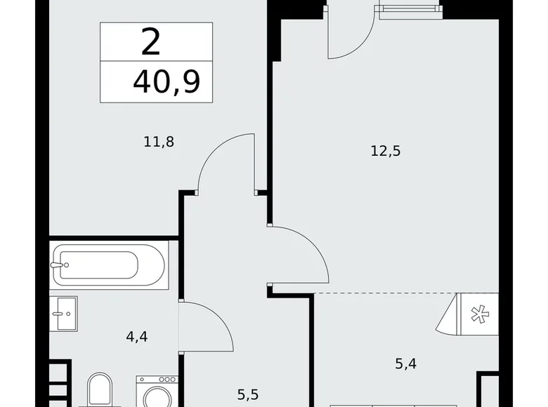 Apartamento 2 habitaciones 41 m² poselenie Sosenskoe, Rusia