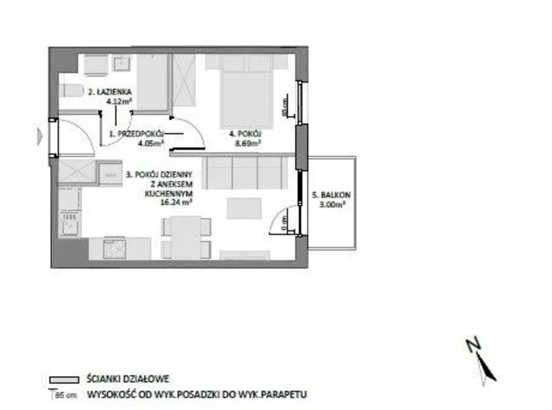 1 bedroom apartment 33 m² Gdansk, Poland