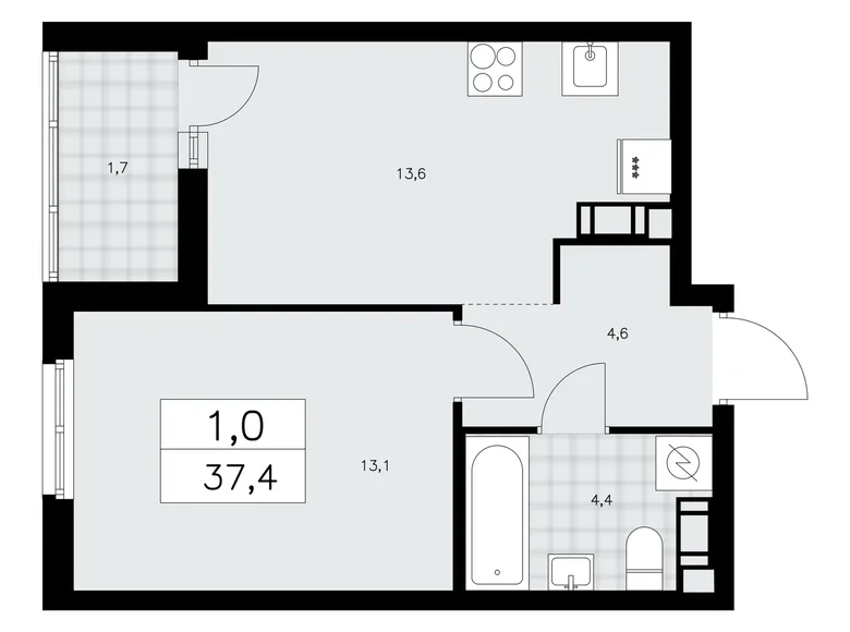 Apartamento 1 habitación 37 m² Krasnoye Selo, Rusia