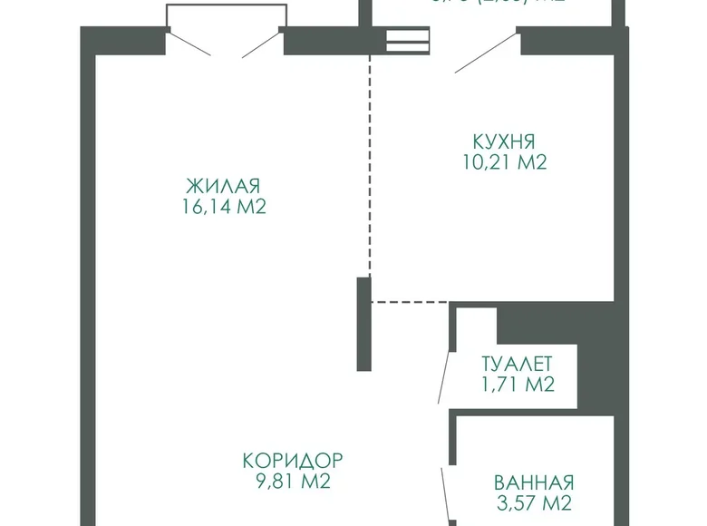 Appartement 1 chambre 44 m² Barawliany, Biélorussie