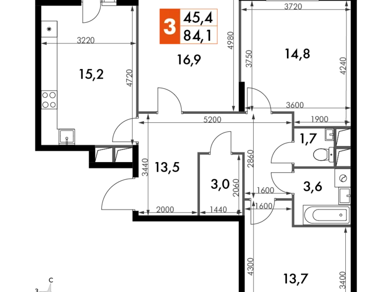 Wohnung 3 zimmer 84 m² Razvilka, Russland