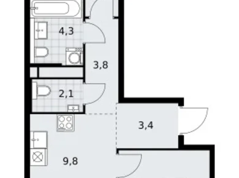 Mieszkanie 3 pokoi 56 m² poselenie Sosenskoe, Rosja