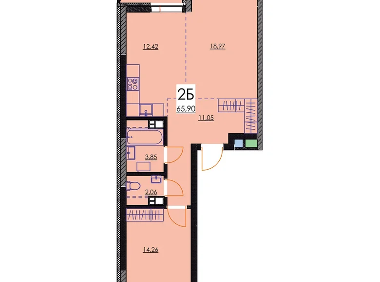 Appartement 2 chambres 66 m² Minsk, Bélarus